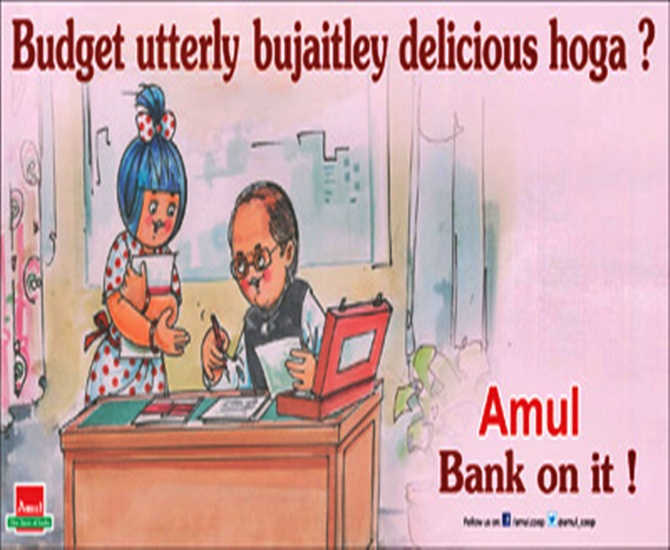 Amul ad on Finance Minister Arun Jaitley's first Budget on July 10