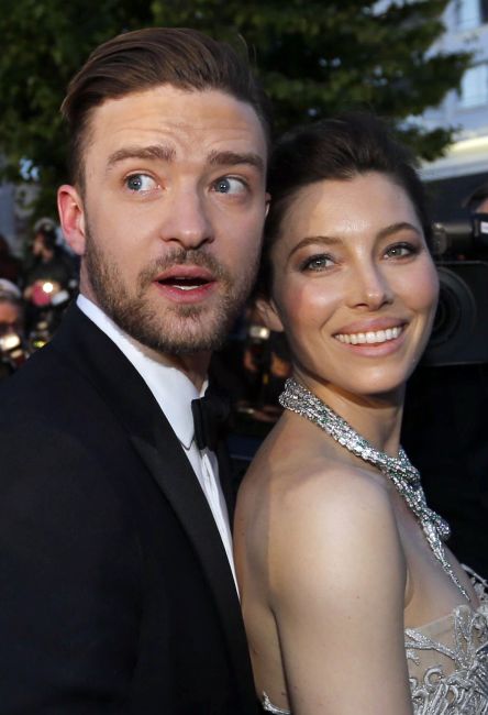 Actor and singer Justin Timberlake (L) and actress Jessica Biel.