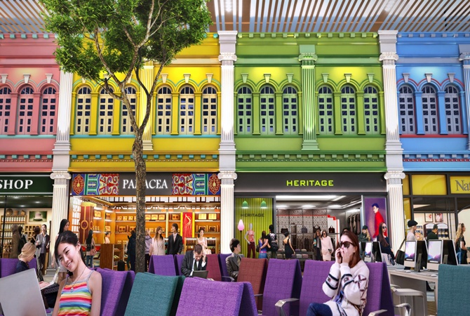 Shops in the departure transit lounge.