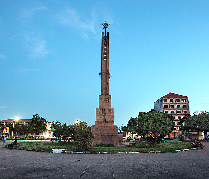 A monument to Guinea-Bissau's independence is seen at a plaza in the capital Bissau.