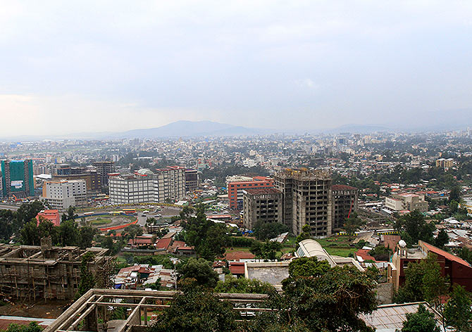 A general view shows a section of the skyline in Ethiopia's capital Addis Ababa.