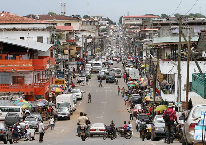 A view of Benson Street in Monrovia.