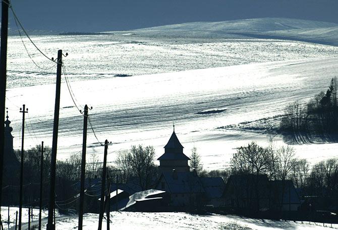 A view Strane pod Tatrami village from the Roma settlement below the Tatra mountains.