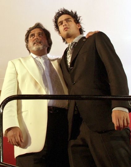 Vijay Mallya with his son.