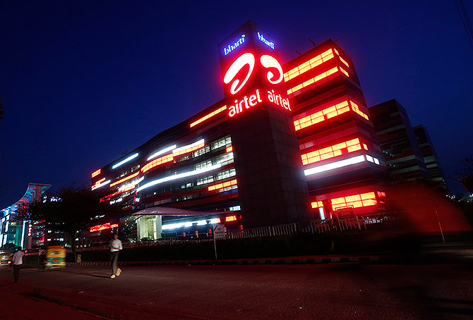 The Bharti Airtel office building is pictured in Gurgaon.