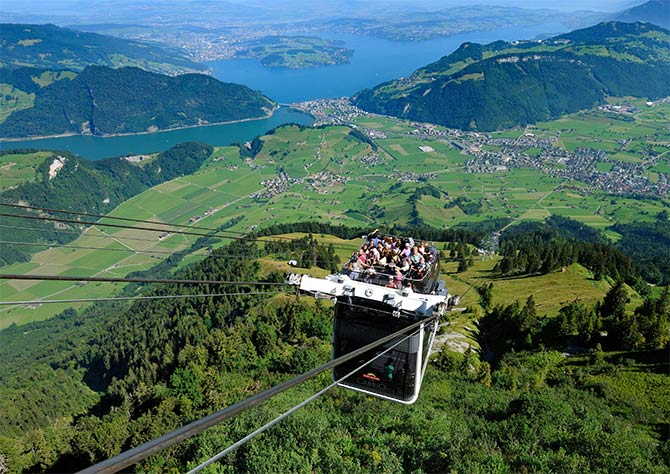 World's first cable car with an open-air upper deck