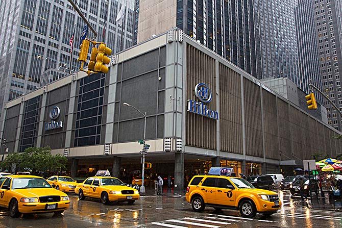 An exterior shot of the Hilton Midtown in New York.
