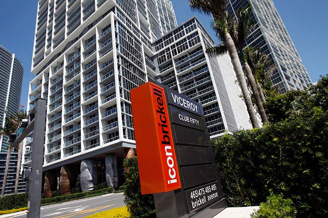 A general view of Icon Brickell condo, billionaire Jorge Perez's latest project, in downtown Miami, Florida.