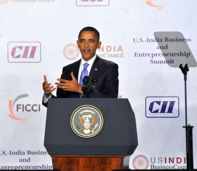 US President Barack Obama at a USIBC event.