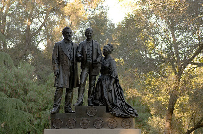 Leland Stanford and Family in the campus of Stanford University