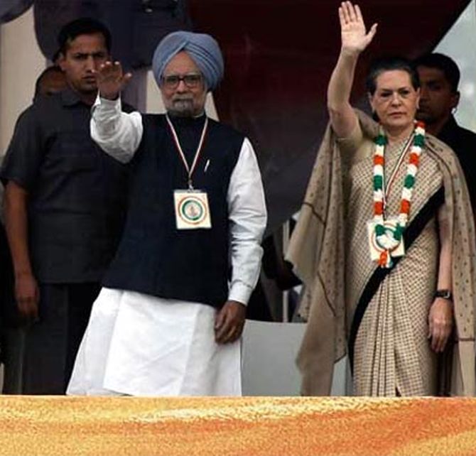 Prime Minister Manmohan Singh with UPA chief Sonia Gandhi.