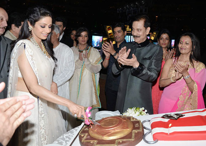 Sahara group chief Subrato Roy organised a bash for actress Sridevi to celebrate her Padma Shri award.
