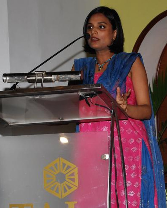 Pallavi S Aiyar at a book launch.