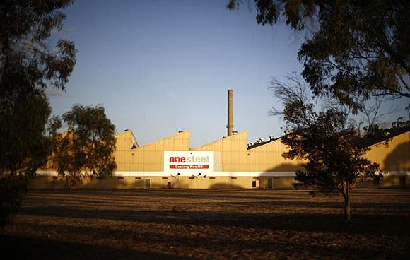 The old OneSteel wire mill is seen at sunset in Geelong.