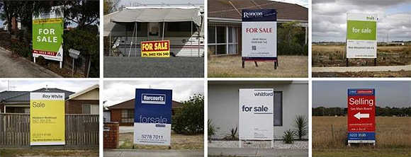 A combination picture shows residential properties advertised for sale in the suburban neighbourhoods of Geelong.