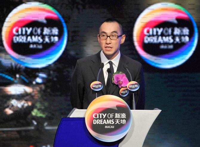 CEO of 'City of Dreams' casino Lawrence Ho attends a news conference.