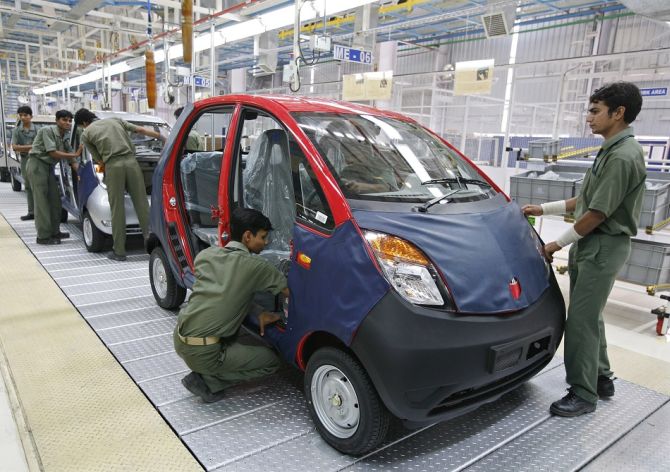 Workers in Tata Motors factory.