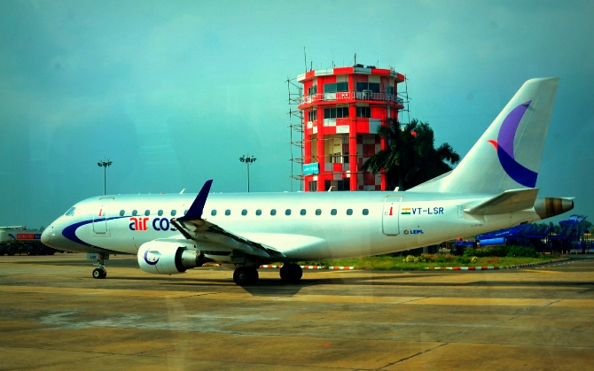 An Air Costa aircraft at Chennai Airport.