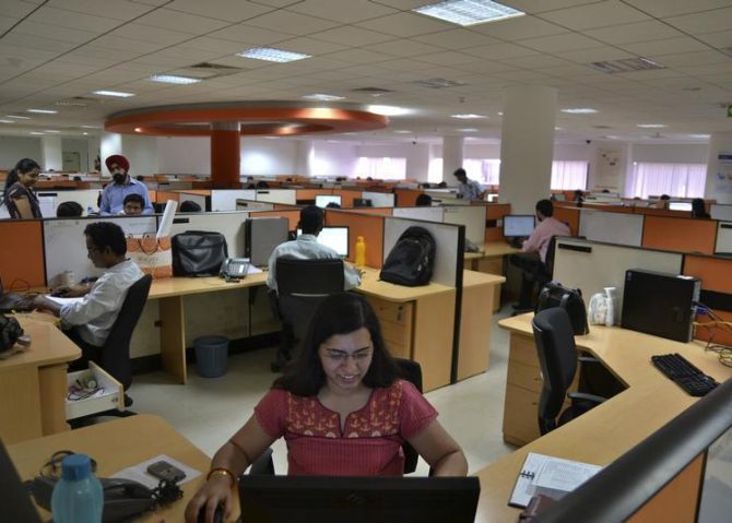 Staff work in an Indian IT company in Bangalore.