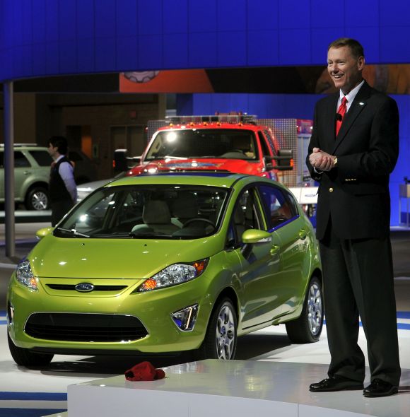 Alan Mulally Ford Motor Company President and CEO delivered the show's opening keynote address next to a 2011 Ford Fiesta.