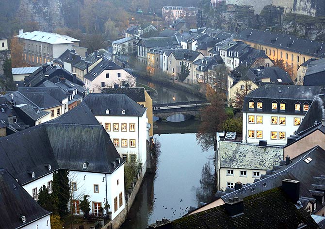 The Petrusse river is seen in this general view of the city of Luxembourg.
