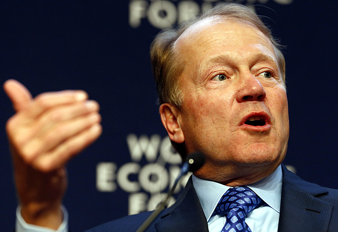 John T. Chambers, Chairman and Chief Executive Officer of Cisco, speaks during a session at the annual meeting of the World Economic Forum (WEF) in Davos.