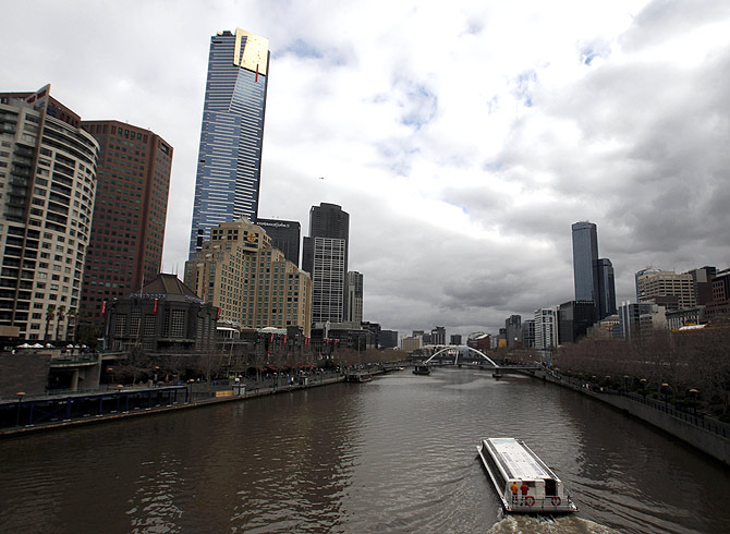 A ferry travels along Melbourne's Yarra River.
