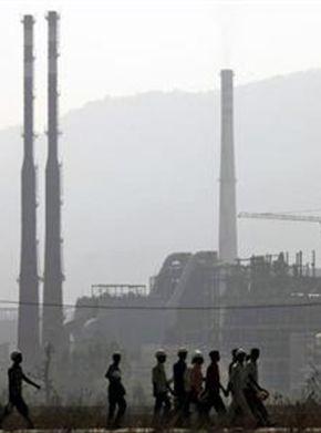 Workers outside Vedanta's mining unit in Odisha.