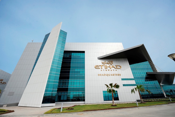 The Etihad Airways headquarters is pictured in Abu Dhabi.