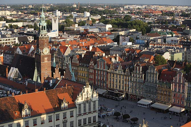 Panoramic view of Old Town in Wroclaw, south-western Poland.