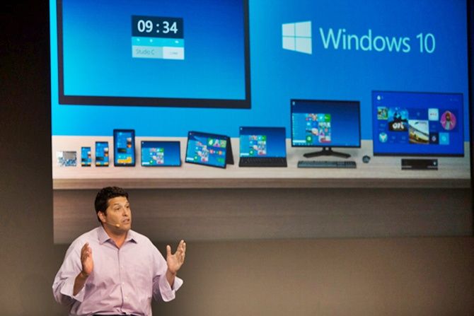 Image: Jerry Myerson, executive vice president, Operating Systems Group, introduces Windows 10. Photograph, courtesy: Microsoft