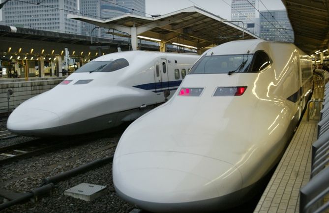Japan's bullet train, or the "shinkansen" at Tokyo station.
