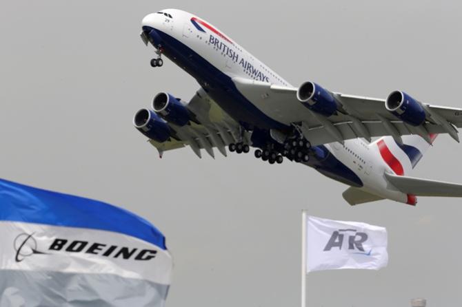 A British Airways Airbus A380, the world's largest jetliner takes off 