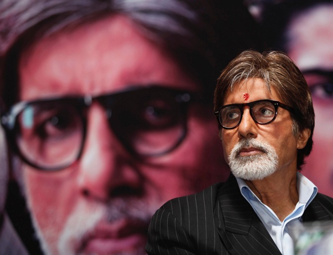Amitabh Bachchan attends a news conference. 