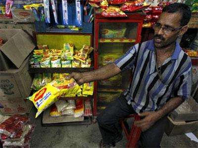 A retail shopowner sells Maggi