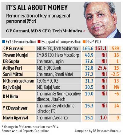 ceo india gurnani paid highest companies rediff business esops inc compensation executive so mahindra standard nifty