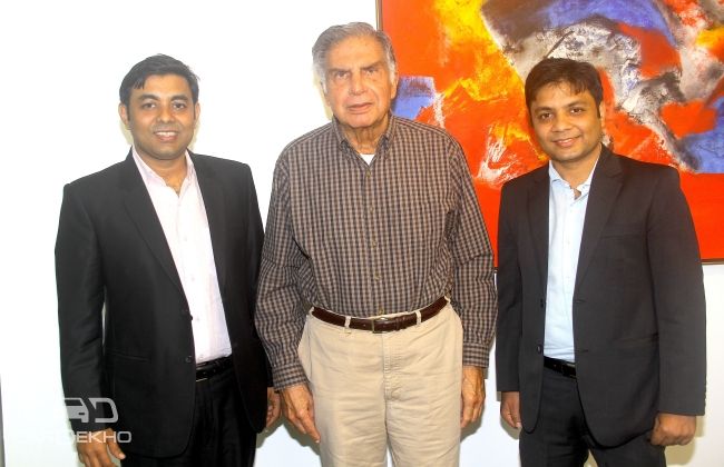 (From left to right) Amit Jain, CEO & Co-founder, Girnar Software, Ratan Tata, chairman emeritus of Tata Group and Anurag Jain, Co-founder, Girnar Software