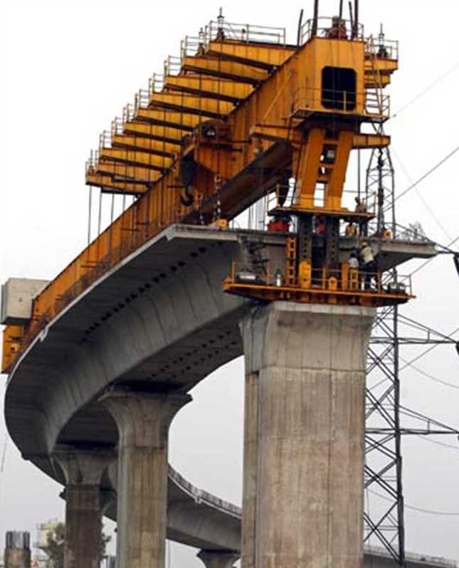 Construction work on the Mumbai Metro line.