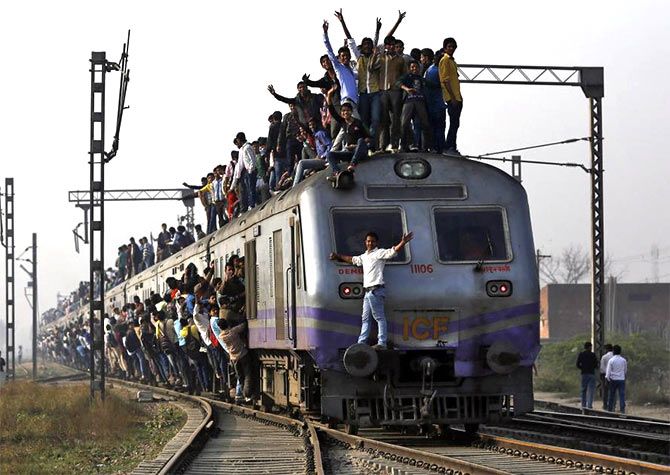 An overcrowded train