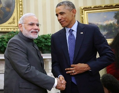 Prime Minister Narendra Modi with President Barack Obama at the Oval Office.
