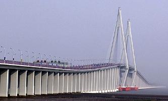 A general view shows the Hangzhou Bay Bridge in Ningbo, Zhejiang.