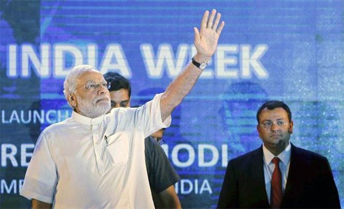 Prime Minister Narendra Modi at the launch of the Digital India Week in New Delhi. Photograph: Adnan Abidi/Reuters