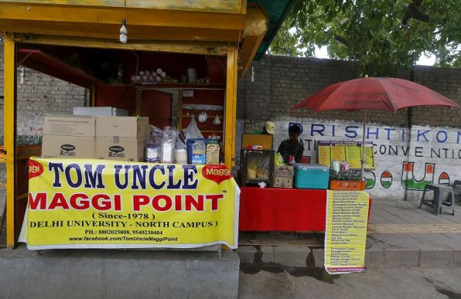A roadside vendor selling maggi noodles
