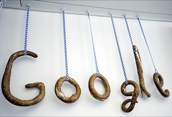 The Google logo is made out of Bavarian pretzels.