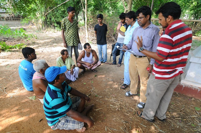 Abhishek Singhania with farmers