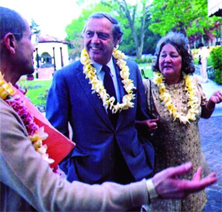 His parents, Edsel and Walter Ford, at the opening of the Detroit ISKCON Temple at the Fisher Mansion in 1983.