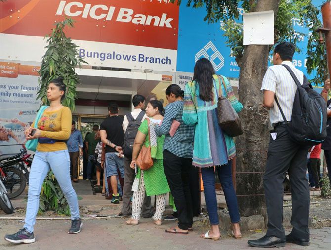 The queues outside banks, November 10, 2016. Photograph: Hiitesh Harisinghani/Rediff.com