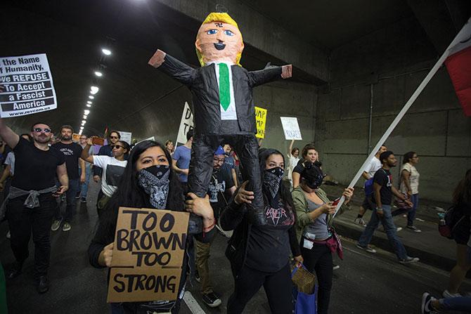 A protest against Donald John Trump in Los Angeles, November 12, 2016. Photograph: David McNew/Getty Images