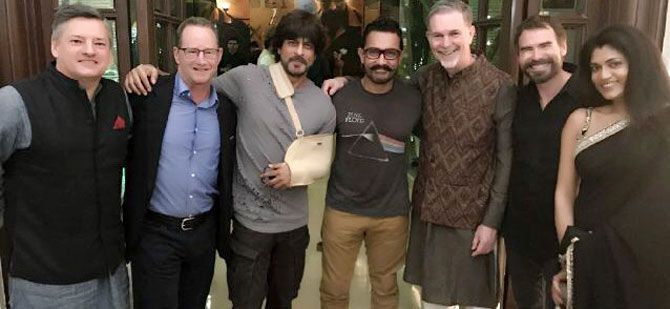 Reed Hastings with Shah Rukh and Aamir Khan