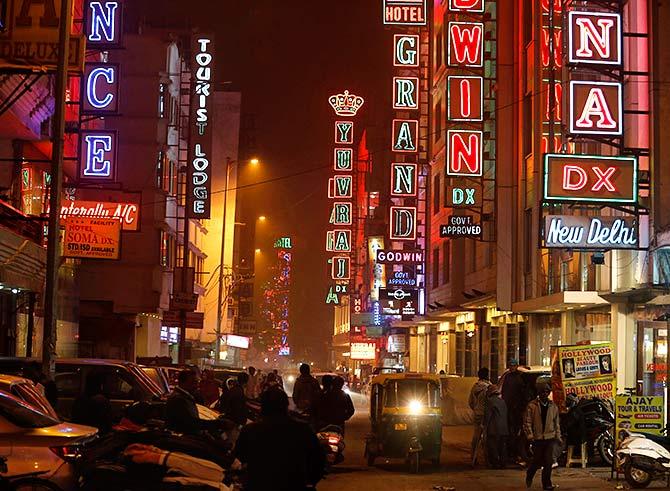 Paharganj district, a popular tourist area packed with backpacker hotels and restaurants near New Delhi railway station, January 16, 2014. Photo: Vijay Mathur//Reuters